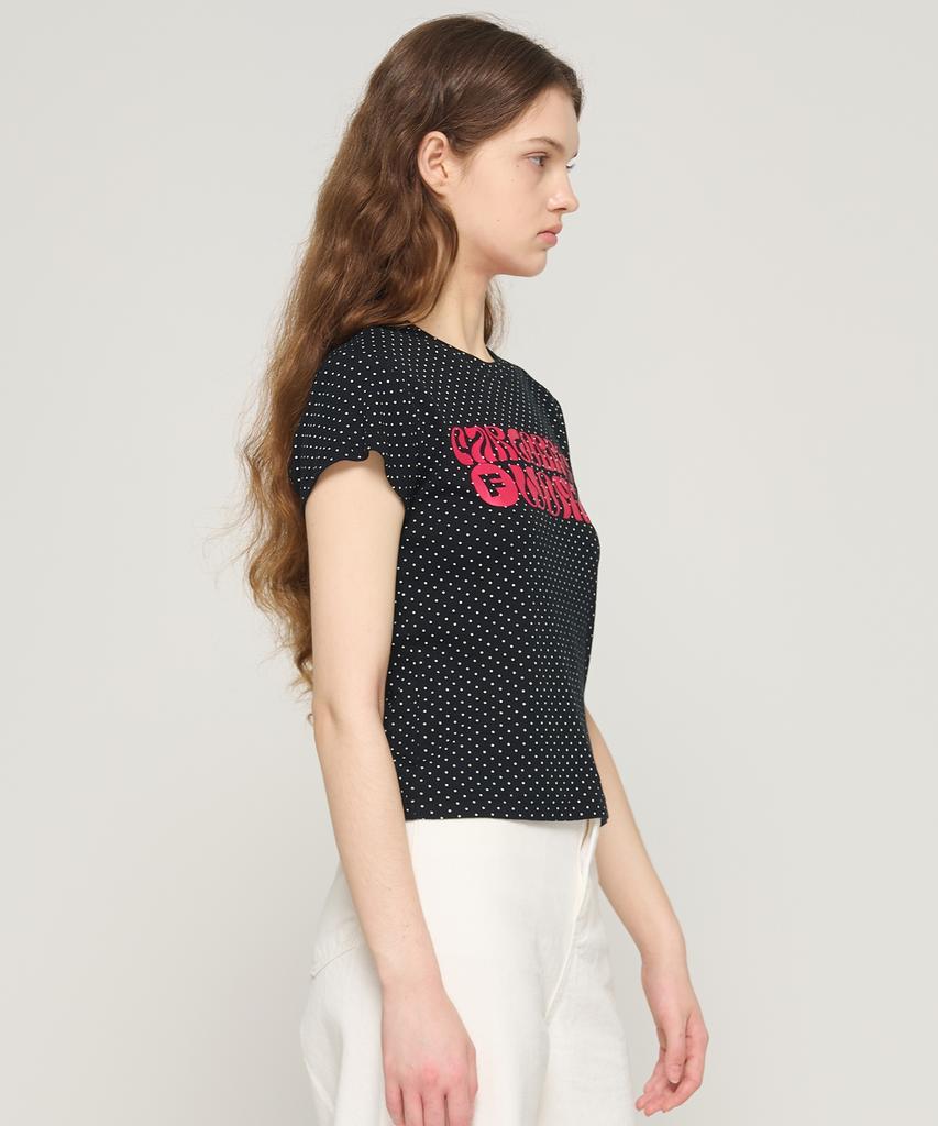 CARGOBROS FOR WOMAN Dot Pattern Short Sleeve T-Shirt (Black)