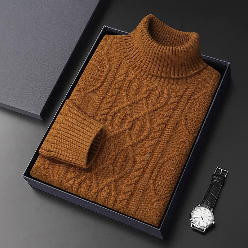 

Men s Fashion High-Neck Jacquard Knit Wool Sweater - Super Thick Base Layer 4XL