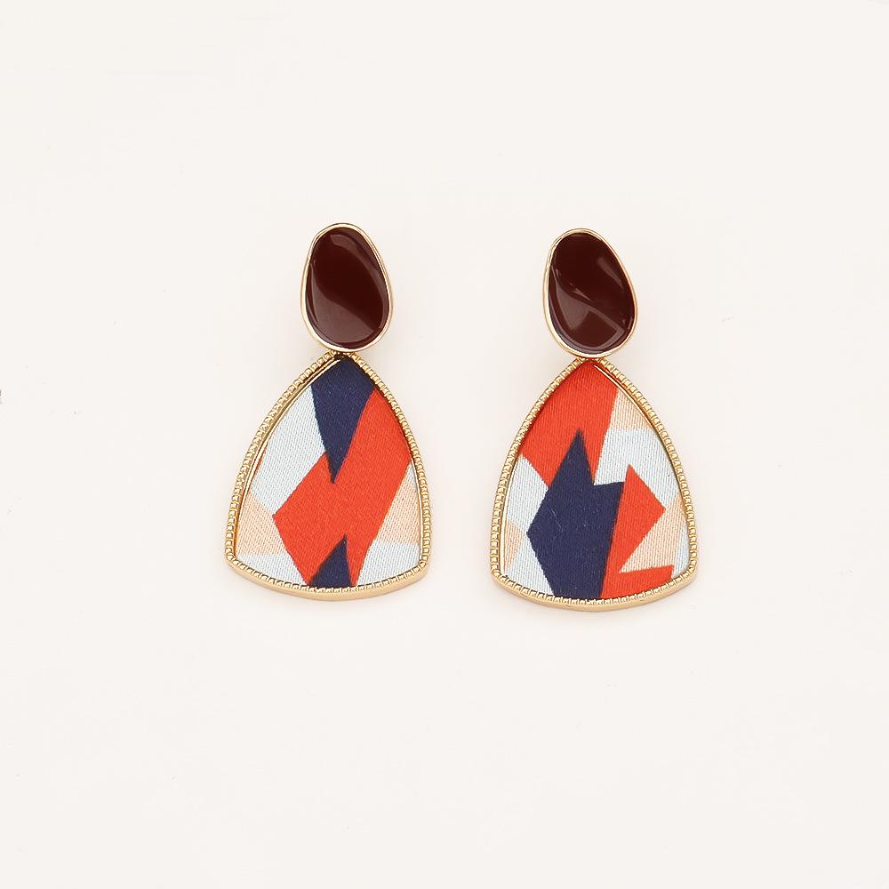 Maillard Coffee Enamel Drop Earrings - Vintage Hong Kong Style, High-End Fabric Pendants for Fall & Winter