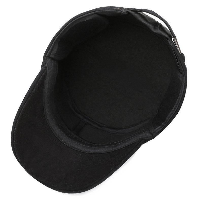 Autumn and winter new men's winter middle-aged flat-top hat, ear protectors to keep warm, elderly people with alphabet woolen thickened dad hat