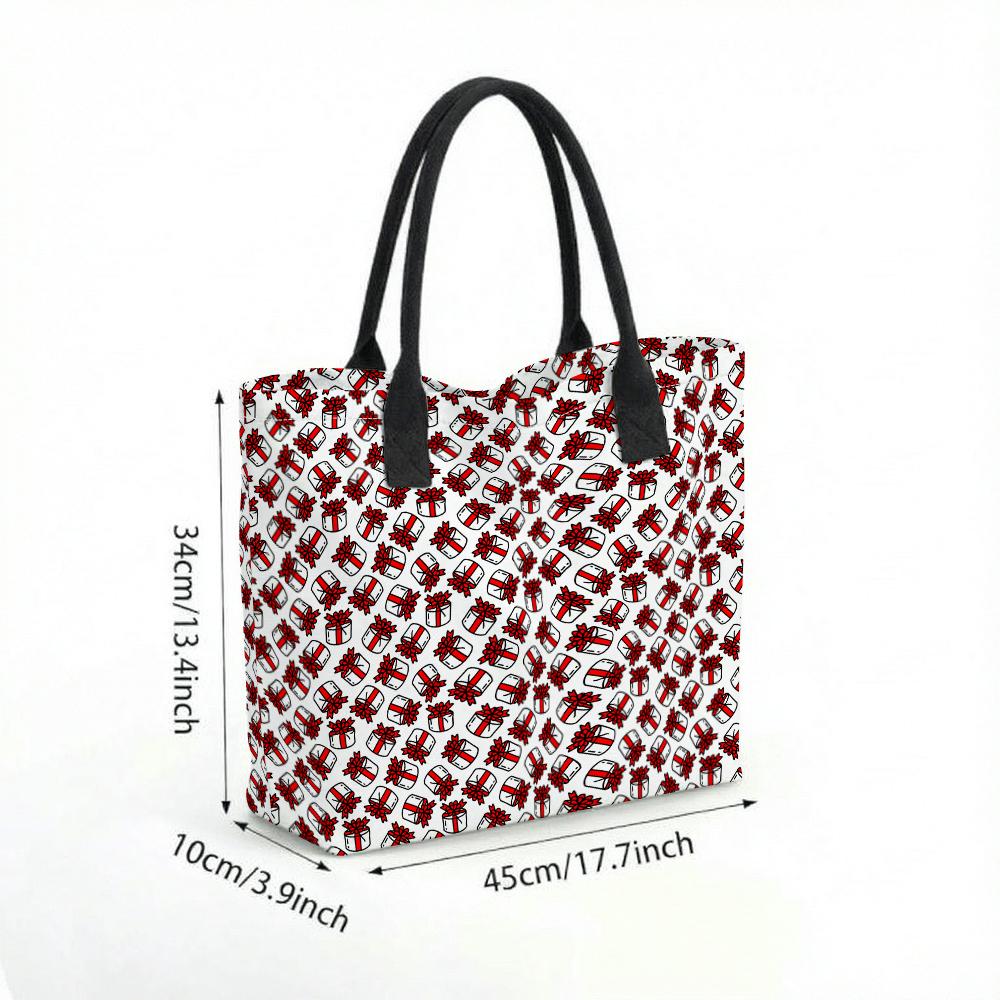 Festive Gift Pattern Tote Bag Chic Casual Daily Shoulder Handbag
