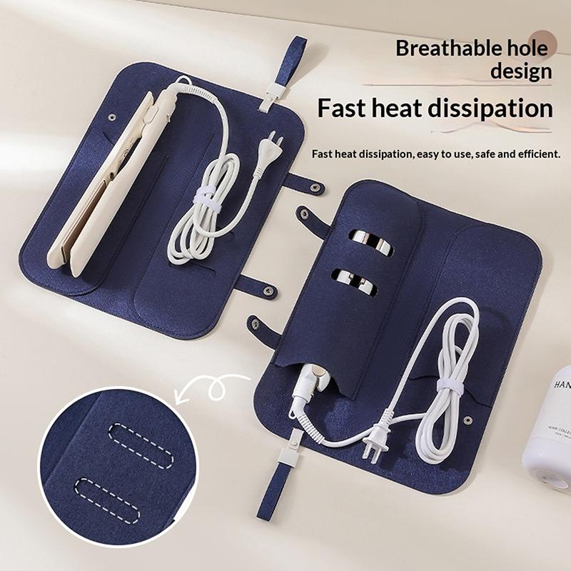 Hair Curling Iron Storage Bag Travel Felt Hair Straightener Storage Bag Flat Iron Organizer Pouch Curling Iron Insulation Mat