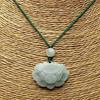 [Stone Street] Rare Jadeite Lotus Flower Carving Pendant with Green Cord Necklace