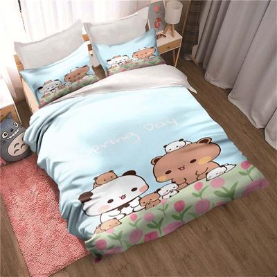 Bubu Dudu Dibujo Animado Lindo Oso Kawaii Regalo de Navidad Juego de Cama Doble Tamaño King Funda Nórdica y Funda de Almohada Juego de Funda Nórdica para Niños