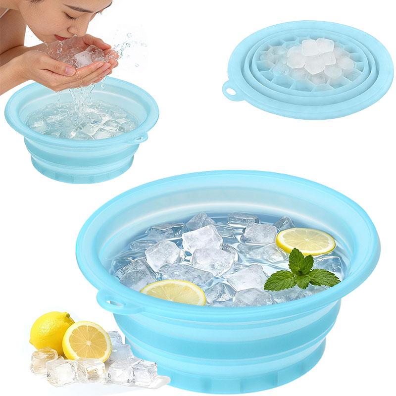Silicone Face Bowl for Ice with Built-In Icetray Portable Ice Bowl for Face Foldable Face Ice Bath Bowl for Cold Therapy