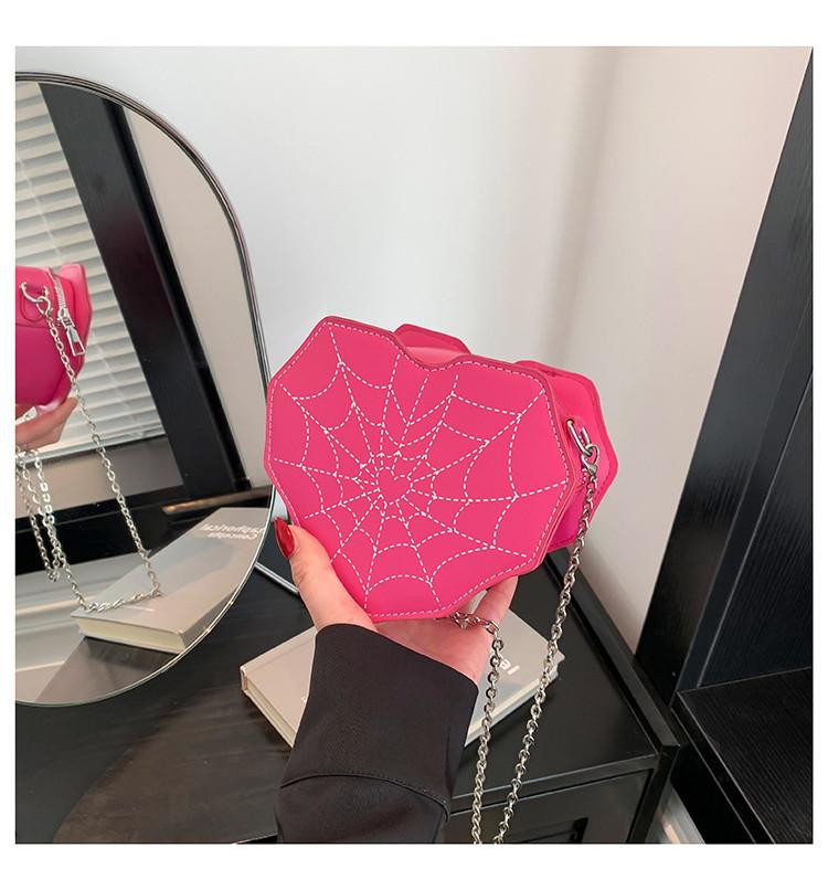 Stylish Heart-shaped Spider Web Shoulder Bag With Inner Zipper Pocket Soft Pu Material And Single Shoulder Strap розы красного