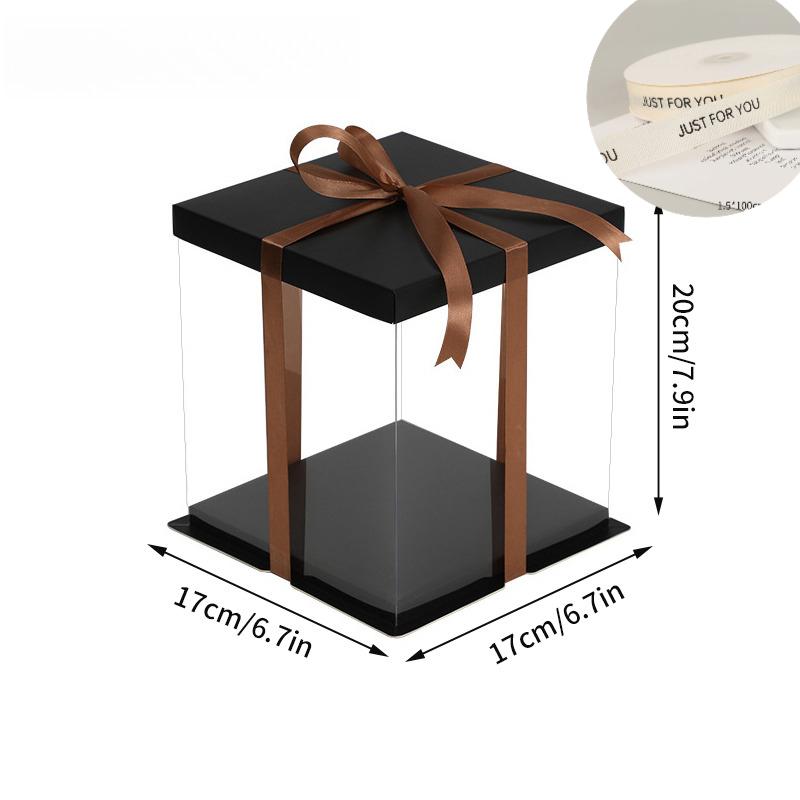 Gift Box With Ribbon Transparent Pastry Cake Box Birthday Cake Packaging Supplies Clear Candy Box Christmas New Year