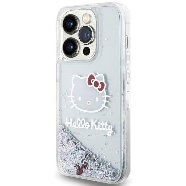 Etui do iPhone 13 Hello Kitty Liquid Glitter Charms Srebrne