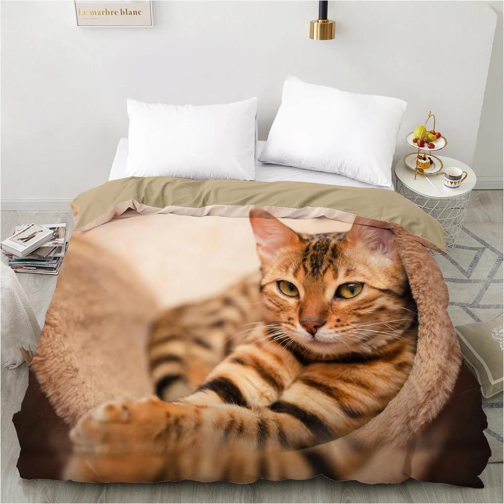 3D Duvet cover QuiltBlanketComfortable Case Luxury Bedding 135 140x200 150x200 200x220 for Home animal Cat Cute white