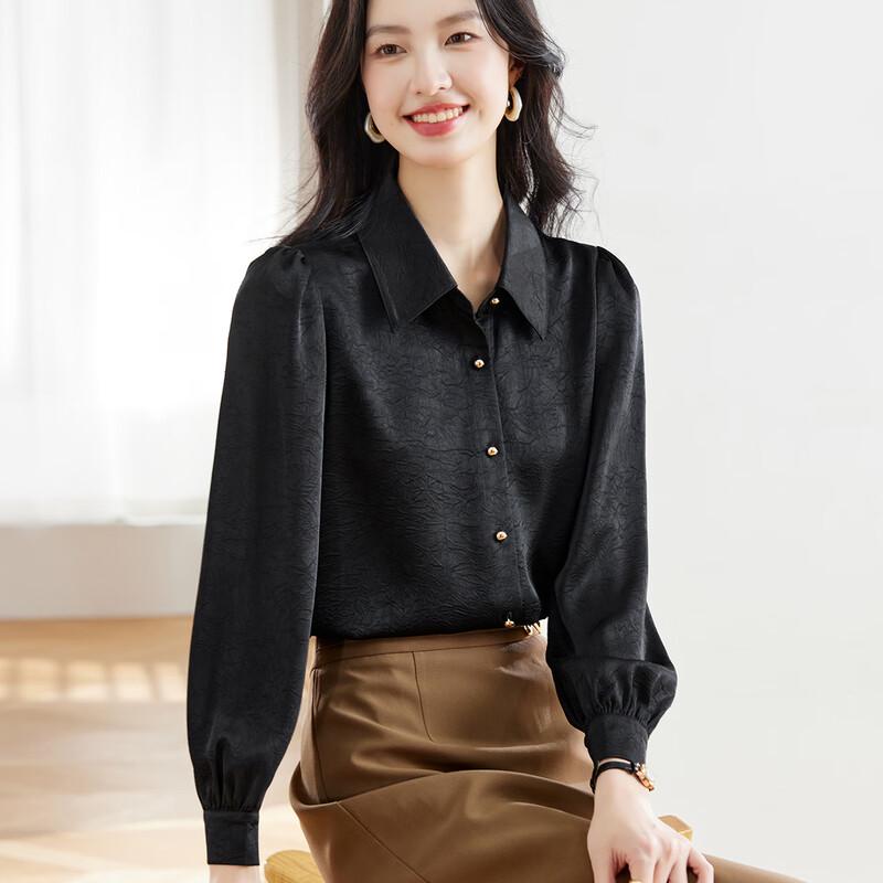 CARBAMMI Women s Elegant Long Sleeve Button-Up Shirt M