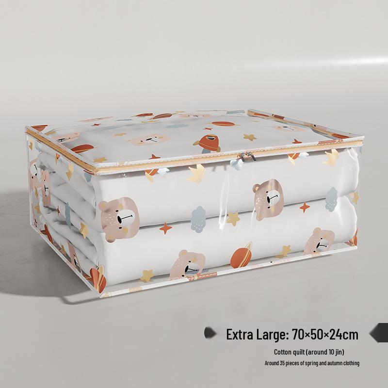 Thickened Transparent Space Bear Quilt Storage Bag - Dustproof, Printed, Large Capacity, 3D Design