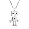 Sway Movable Robot Pendant Necklace Stainless Steel Goth Clavicle Chain Necklaces Jewelry Gift