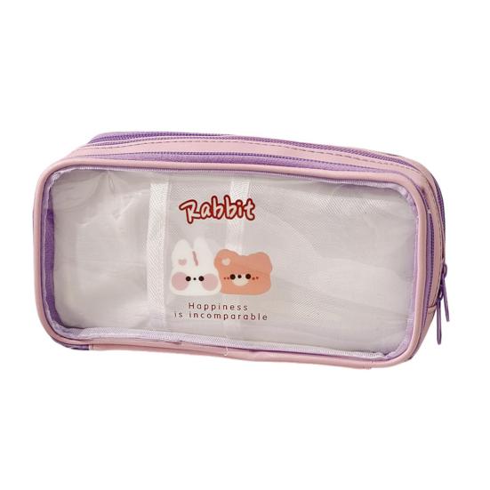 

Пенал милый мультяшный водонепроницаемый пыленепроницаемый прозрачный чехол для хранения из ПВХ большой емкости канцелярские принадлежности школьные принадлежности фиолетовый