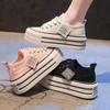 2025 léto nové krajkové síťované prodyšné platformové bílé boty dámské všestranné ležérní síťované boty studentské plátěné boty dámské