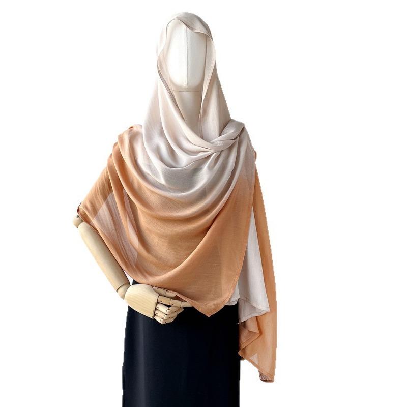 Retro solid color gradual change scarf women's thin simple lengthened yarn shawl cotton scarf headscarf bag head