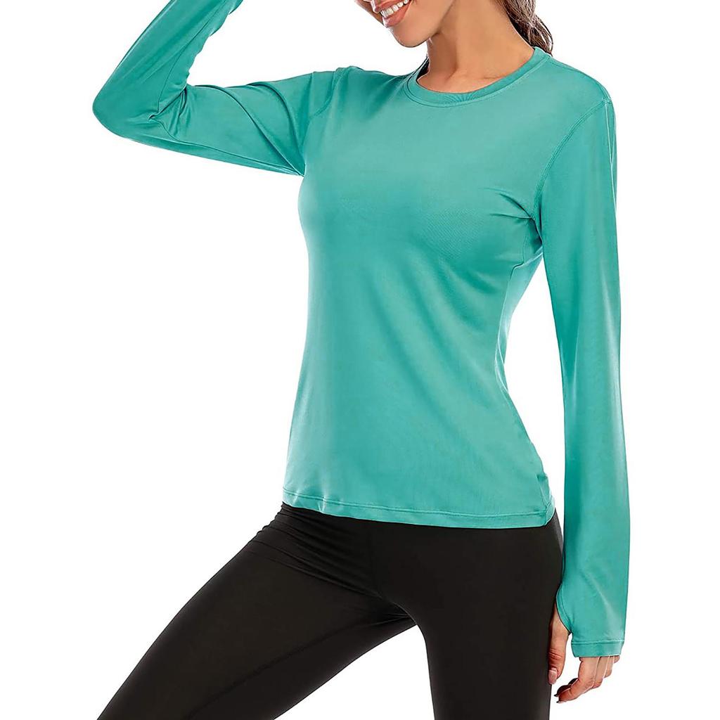 Women Tight-fitting Color Sunscreen Fitness Long-sleeved T-shirt