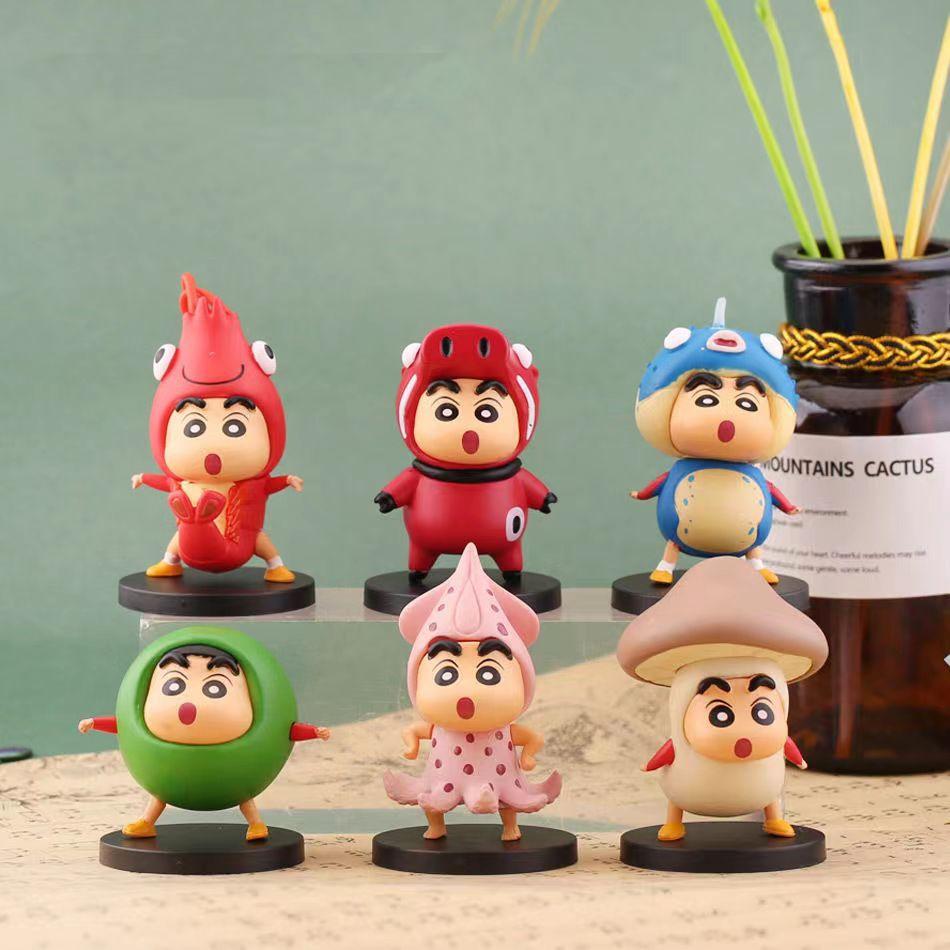 Pvc Solid Crayon Shinchan 6 Pcs Mini Anime Model Cake Decoration Car Cute Doll