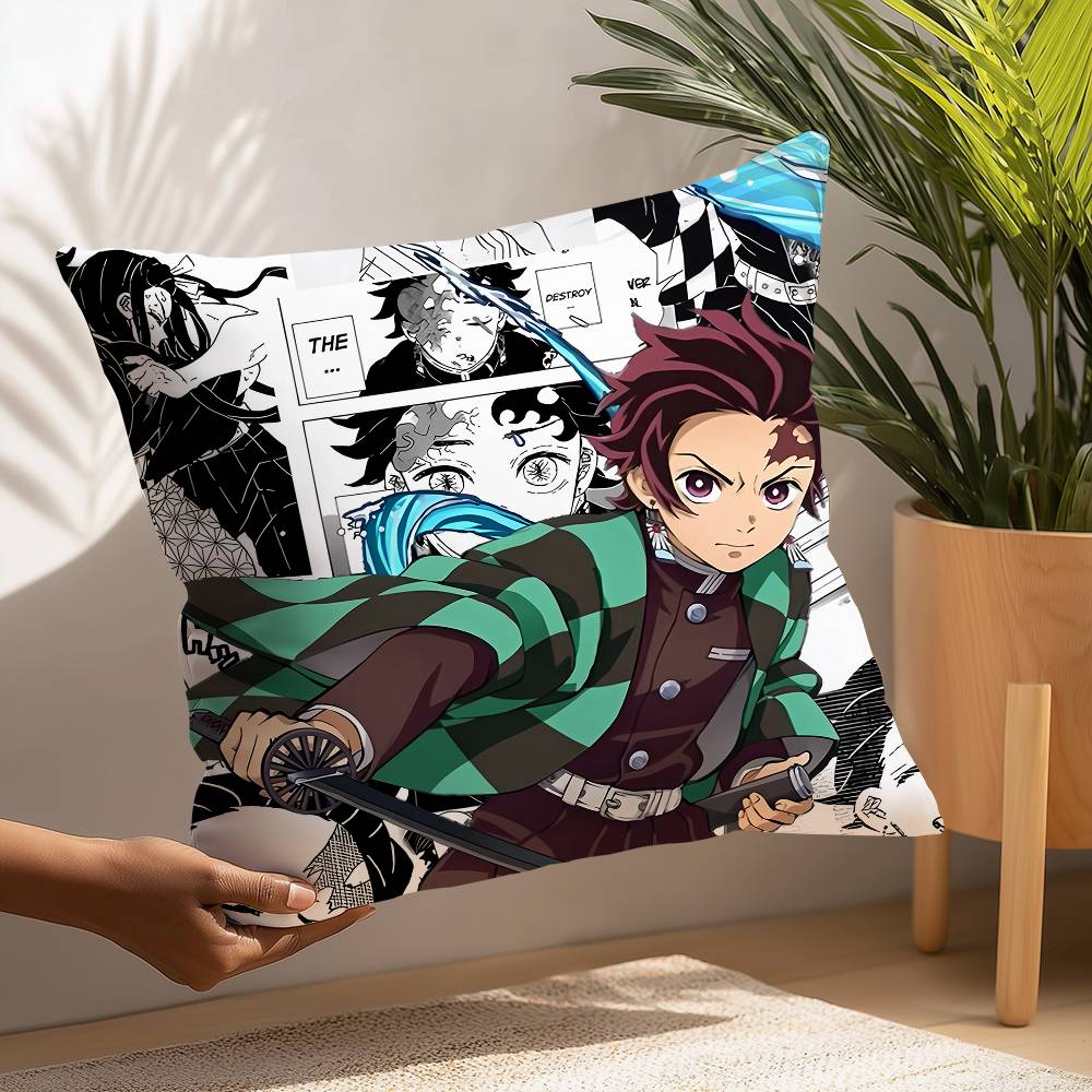 D-Demon S-Slayer Pillow Case Plush Fabric Soft  Pillowcase Double Sided Print Cushion Cover Household Gifts