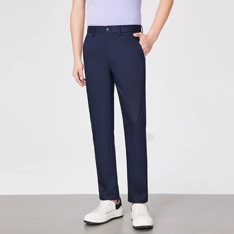 

MONTAGUT Men s Summer Cool Feel Easy Care Straight-Leg Casual Trousers 33