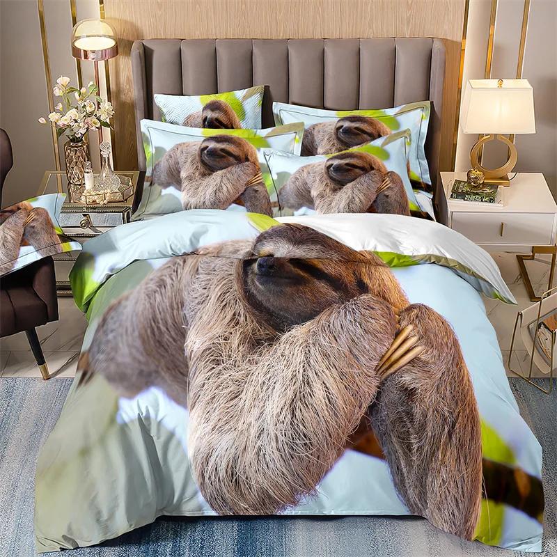 Lovely Little Penguin Comforter Bedding Sets 3D Print Blue 135x200 Bedroom Bed Cover Set For Changjin DeerKangarooOstrich