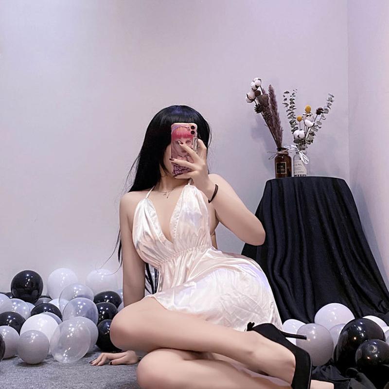 Dámské domácí oblečení sexy pyžamové šaty bez zad