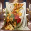 Autumn Floral Pattern Blanket Soft High-Definition Digital Print Cooling Blanket All-Season Family and Friends Gift Soft Breathable 100% Polyester Per