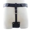 Adult Erotic Leather Restraint Pants with Vibrating Anal Plug for Couples