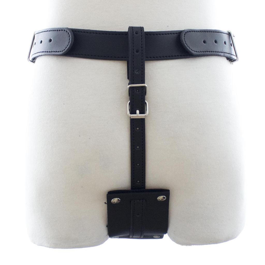 Adult Erotic Leather Restraint Pants with Vibrating Anal Plug for Couples
