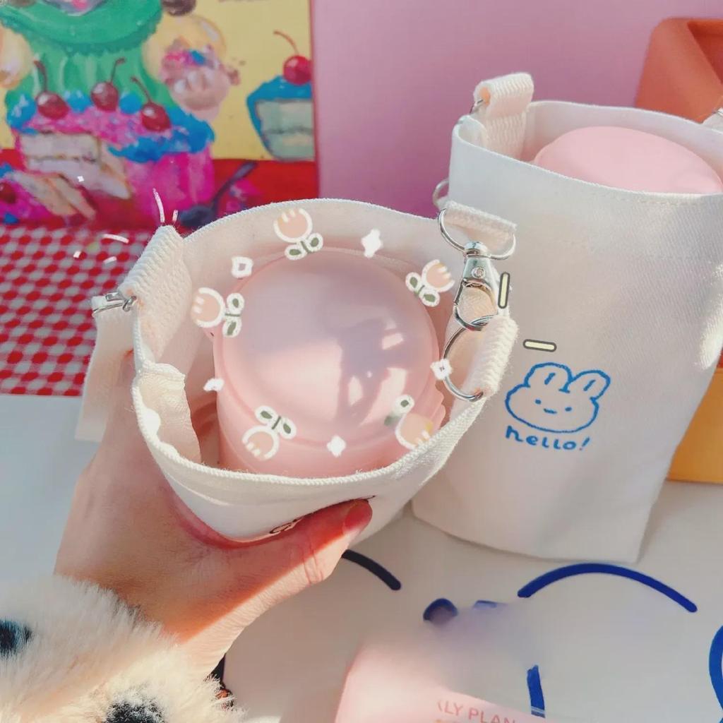 2024 Zimt-Hund Cartoon Umhängebecher & Thermosflaschen-Set mit Canvas-Tasche