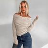 WG128 Autumn/Winter Off-Shoulder Long-Sleeve Solid Color Women's T-Shirt