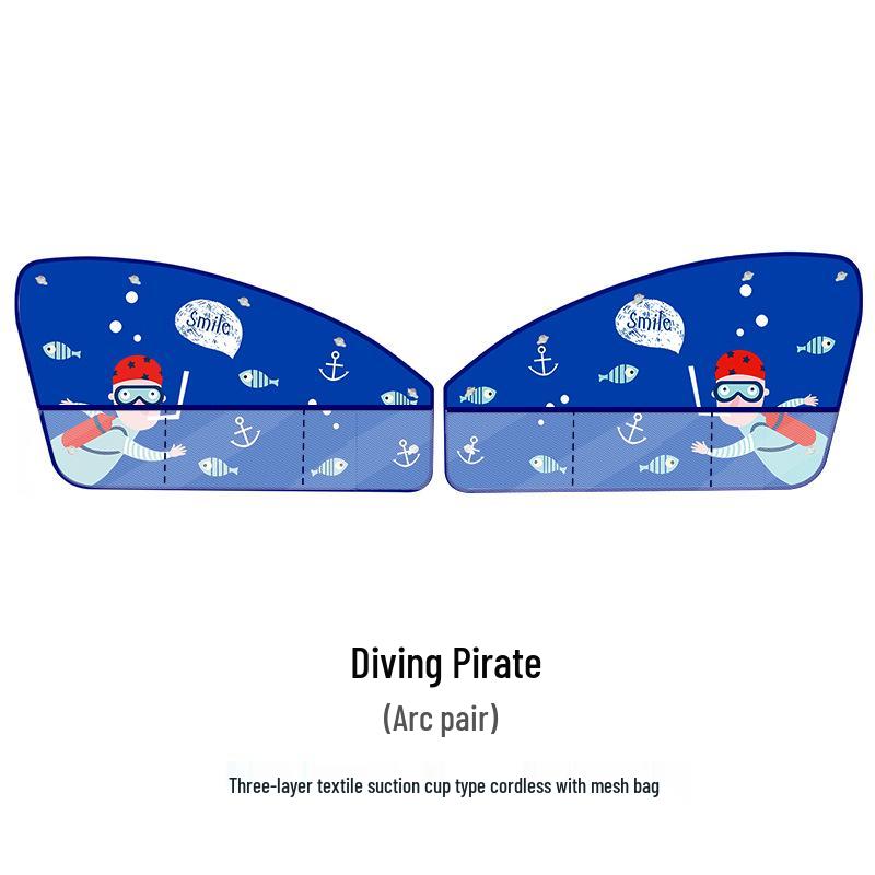 Cartoon Car Sunshade with Net Pocket – Baby Sunblock & Heat Insulation Curtain