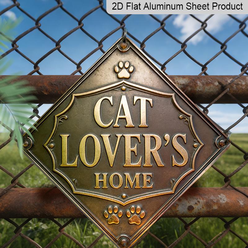 

2D Flat, 1pc Vintage Cat-Themed Metal Wall Sign - Retro Kitten Decor with Paw & Tabby Cat Suitable for Living Room, Pet Room, Balcony - Decorative 20*20cm