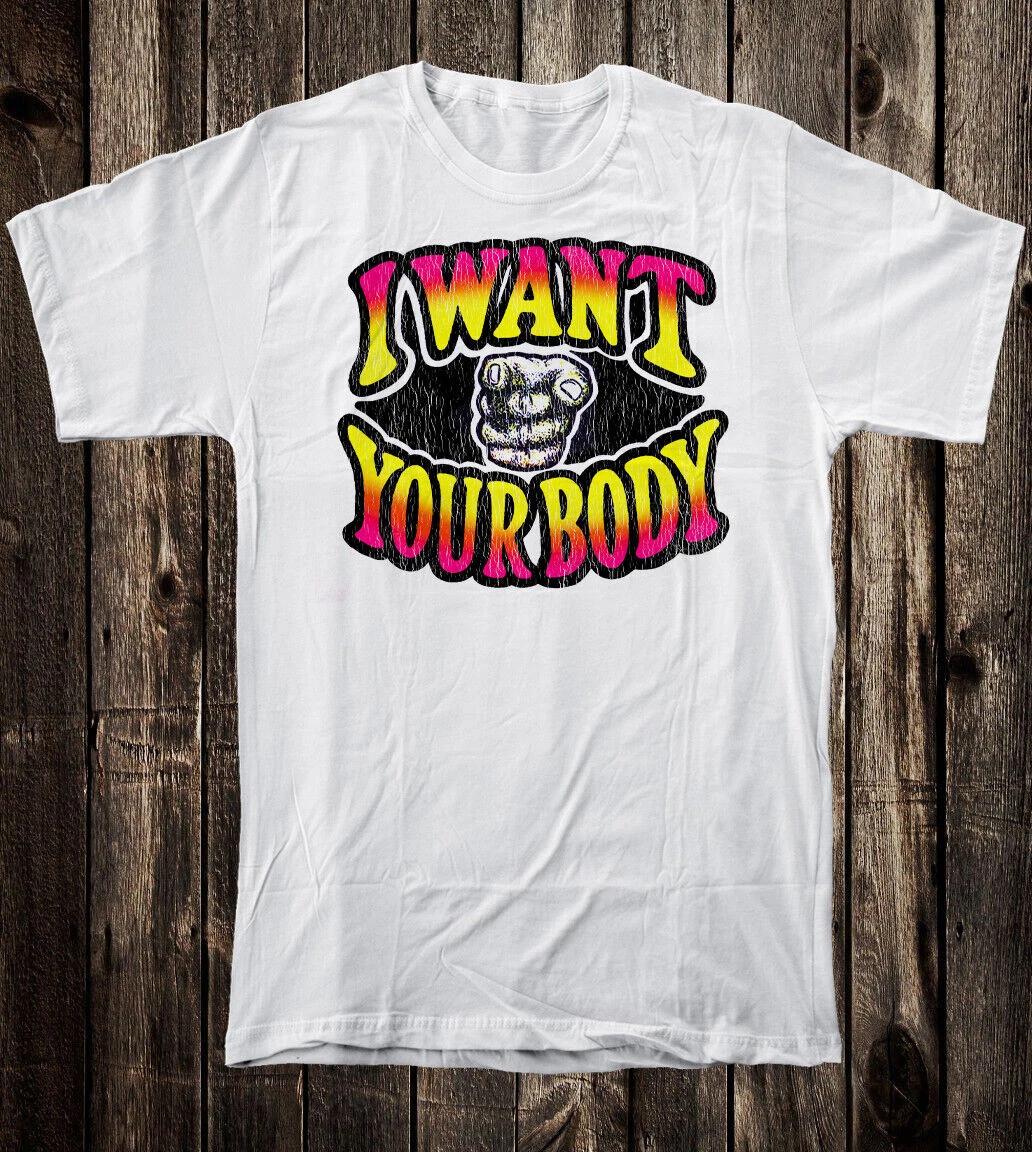 

Men s T-shirt Novelty Groovy Retro Design 70 s I Want Your Body XL