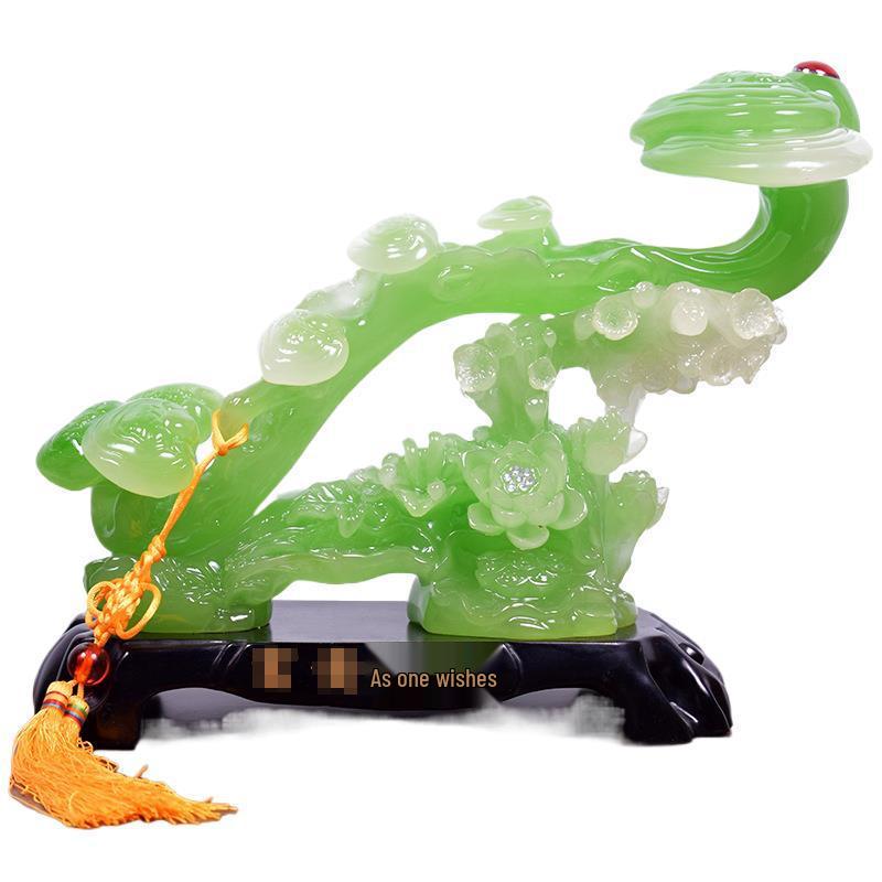 Yellow Jade Ruyi Ornament for Living Room or Wine Cabinet - Housewarming or Company Opening Gift