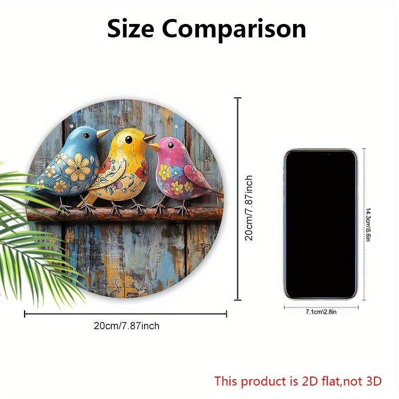 2D Flat Wooden Hanging Decorative Sign, Family Wall or Door Decoration, Garden Decoration, Three Colorful Birds Pattern, Holiday Gifts for Friends