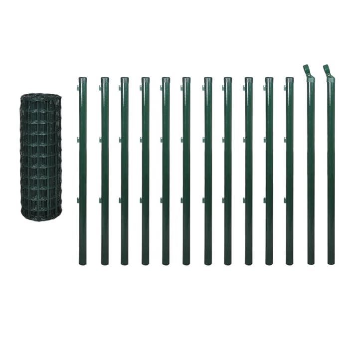 VidaXL Ensemble de Clôture Bordure pour Jardin Euro 25 x 1,2 m Acier Vert 142400