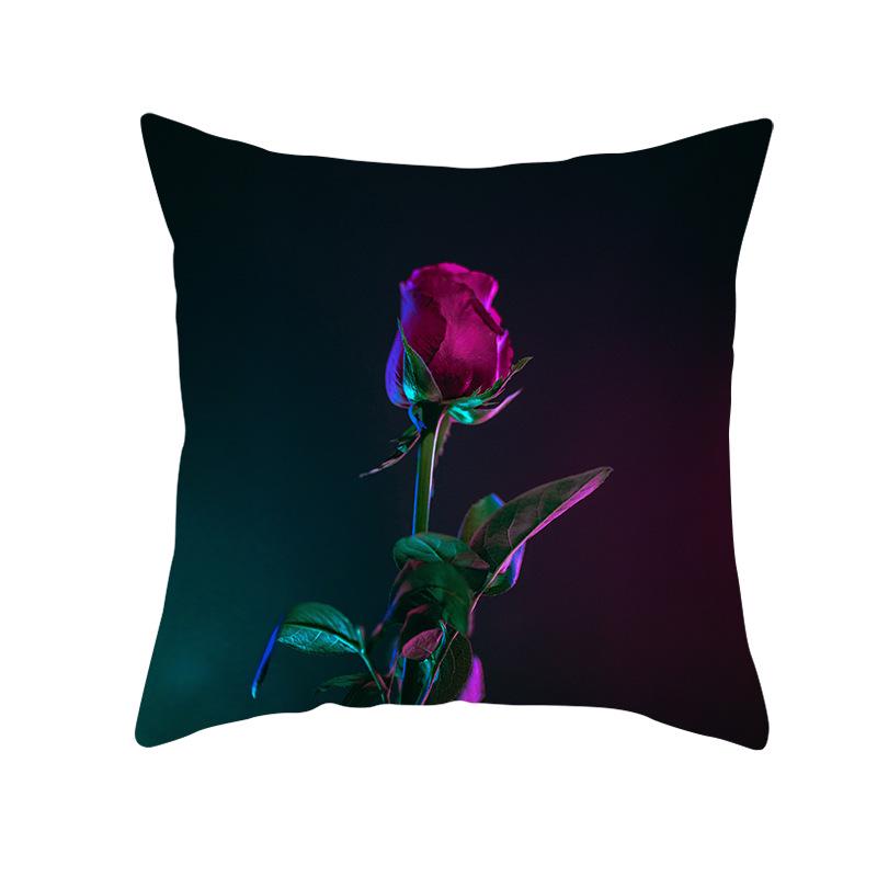 Black Rose Peach Skin Pillow Cover Car Pillow Cover Sofa Cushion Cover for Home Use