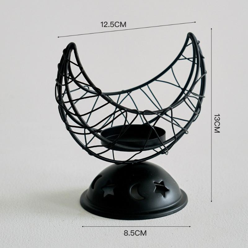 

Ручная металлическая подставка для благовоний в форме полумесяца, золотая, для гостиной, настольная, украшение Moon Candlestick - Black