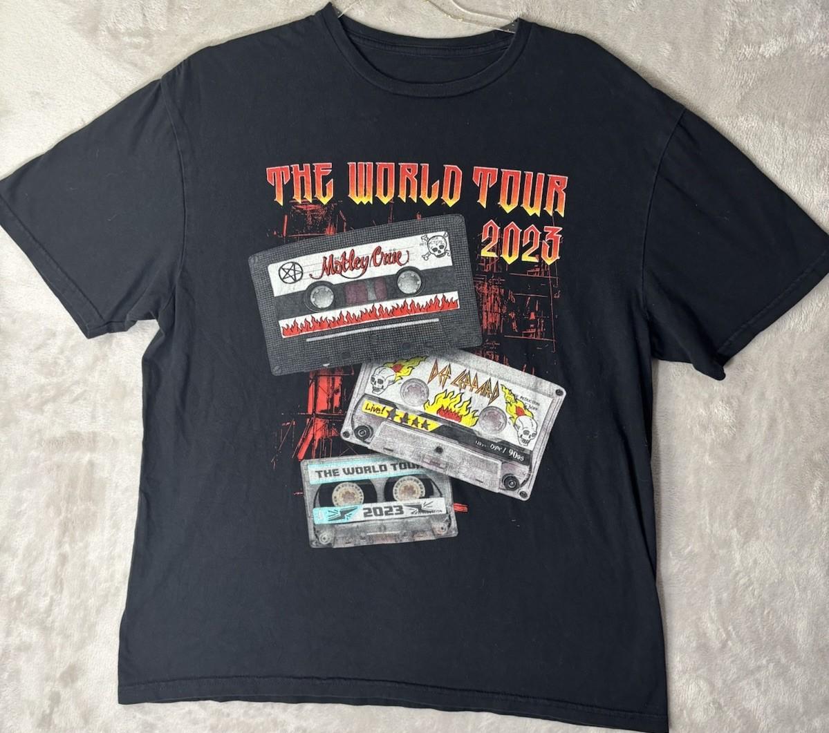 Motley Crue & Def Leppard The World Tour 2023 Band T Shirt Mens Medium Unisex T-Shirt XL