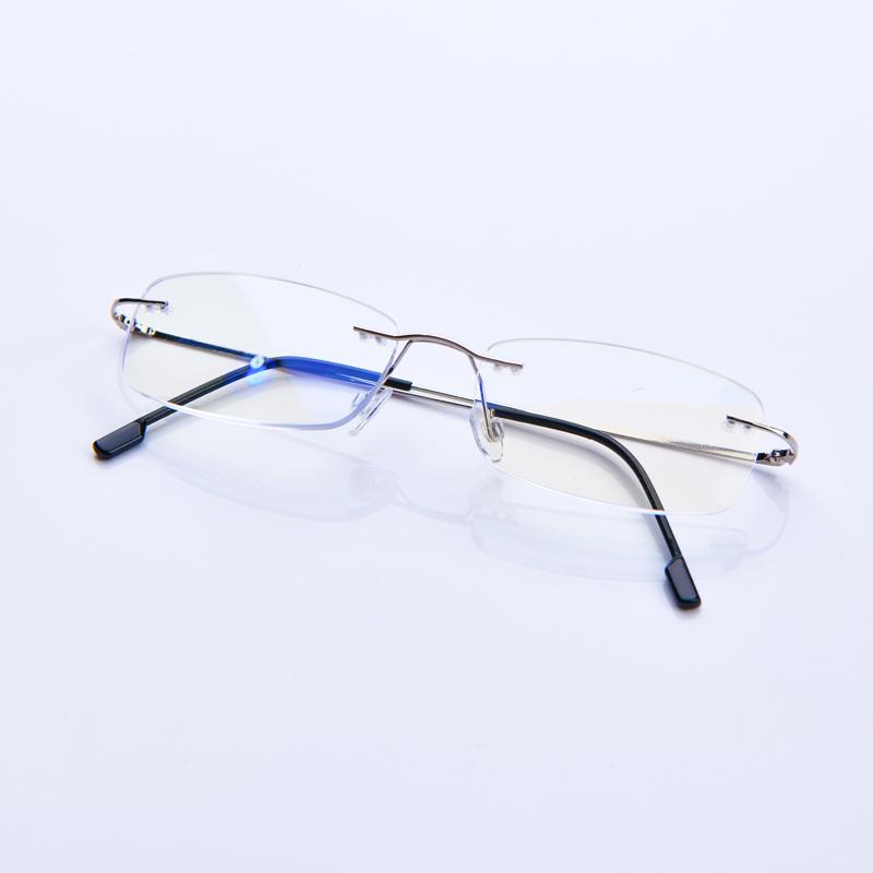 

Men Reading Glasses Rimless Cut Presbyopic Glasses Anti Blue Light Narrow Square Eyeglasses Prescription Frame +3.5