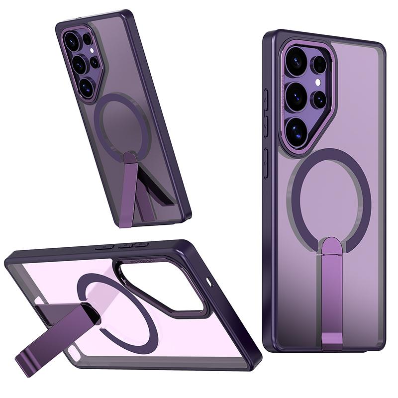 For Magsafe Wireless Charging Metal Bumper Phone Case For Samsung Galaxy S25 Ultra S23 S22 S24 Ultra FE Plus Hard PC Back Cover