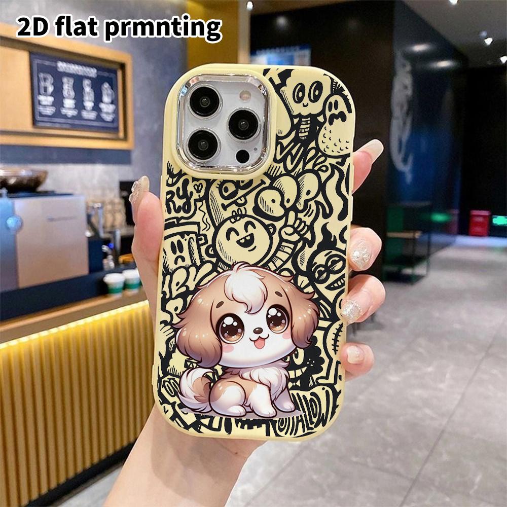 Phone Case: 2D Flat Design Suitable for iPhone 18 17 16 15 14 13 Pro Protective Case, Couple Style, Cartoon Puppies, Christmas and Halloween Gifts