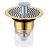 Brass Push-Type Sink Drain with 304 Filter Mesh, Insect-Proof, Anti-Clogging, Anti-Leakage, Anti-Odor Drain Plug with Pop-Up Core