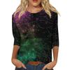 Women's Fashion Casual Round Neck 3/4 Sleeve Loose Printed T-Shirt Ladies Top