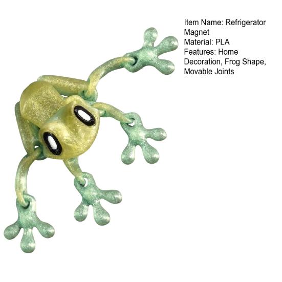 Movable Joints Frog Fridge Magnet 3D Printed Frog Fidget Toy Articulated Animal Model Figurine Magnetic Refrigerator Frog Decoration Ornament
