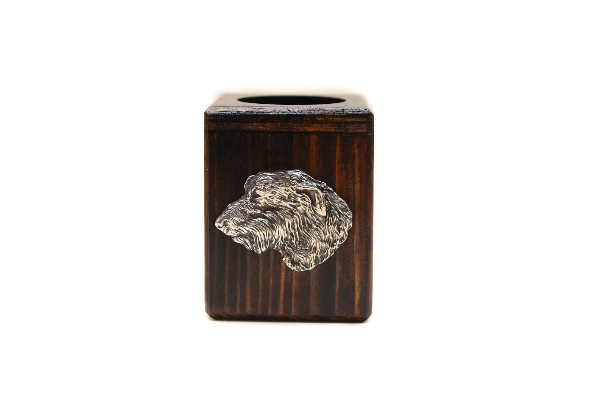 

Irish Wolfhound I - wooden candle holder with a dog, a unique souvenir after losing a dog, a handicraft from the Art-Dog brand коричневий