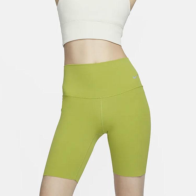 Nike Zenvy Air Series Solid Color Logo Tight Fitness Sports Shorts Women Shorts Pear-Green DQ6004-377