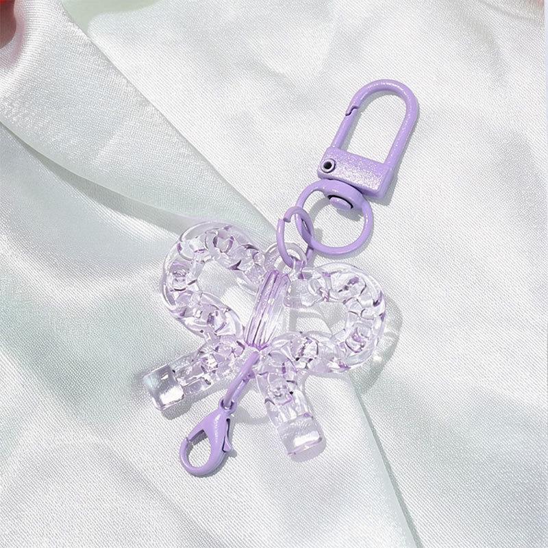 Summer Dopamine Transparent Bow Acrylic Keychains for Girls' Bags - DIY Charms & Accessories Gifts