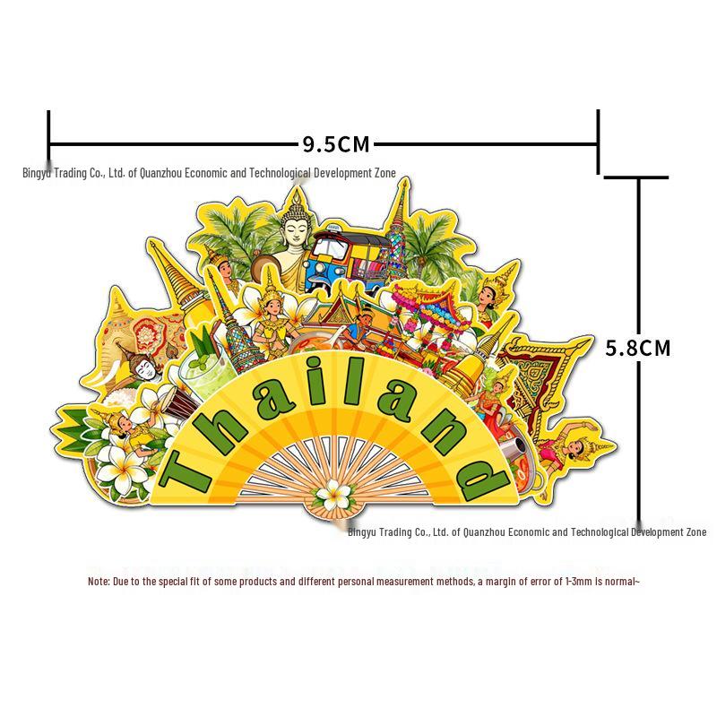 Southeast Asia Souvenir Magnets: Thailand, Malaysia, Cambodia, Singapore, Indonesia, Vietnam Magnetic Stickers.
