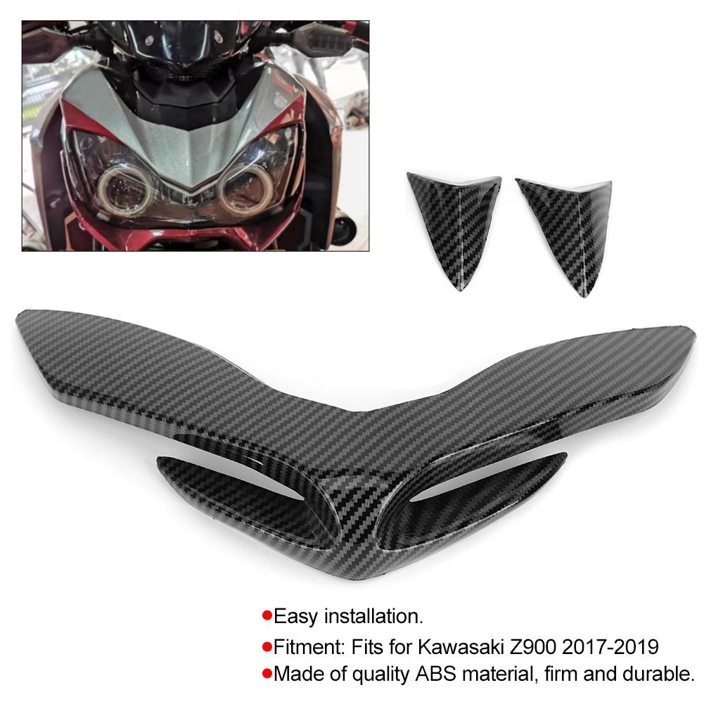 Motorcycle Front Headlight Nose Decoration Cover Protector Fits for Kawasaki Z900 2017 2019Carbon Fiber Style